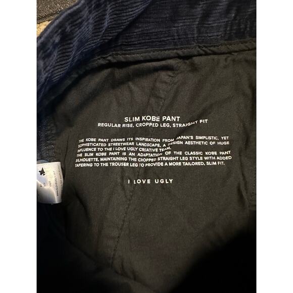 EUC Men’s I Love Ugly Slim Kobe Corduroy Pants – M Navy – Minimalist Streetwear - Picture 9 of 11